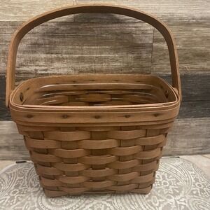 VTG Longaberger Baskets Handwoven USA Square Basket signed by Longaberger family